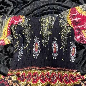 Vibrant Off-Shoulder Top with Patterned Design